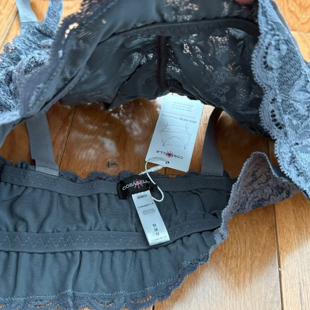 Cosabella Never Say Never Ultra Curvy Sweetie Bralette M Anthracite Lace NWT Bra - Picture 5 of 9